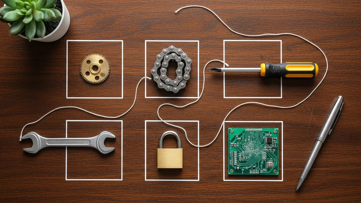 Editor visual de workflow com nós conectados em interface escura, representando automação open-source