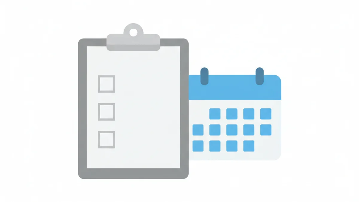 Checklist de tarefas ao lado de um calendário semanal representando um plano de ação prático
