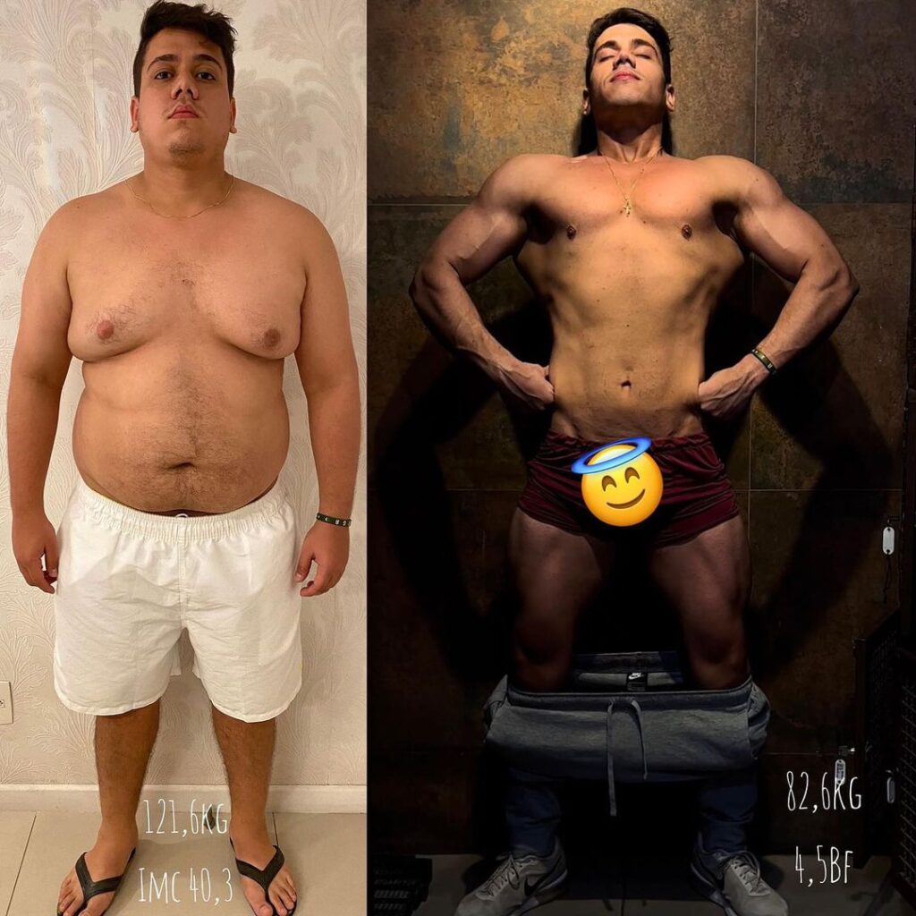 antes depois treino aluno