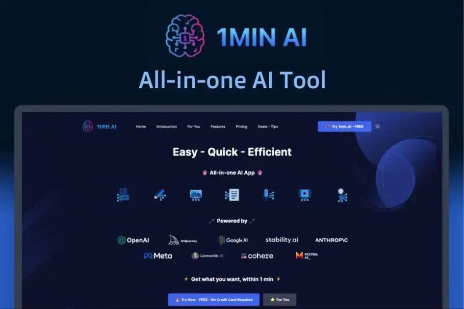 Transforme sua equipe com 1min.AI por menos de $80 vitalício